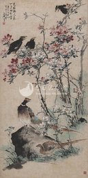 1963年王雪涛李白诗意画《花枝拂人来》条幅