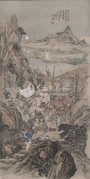 1964年冯志超陈林祥合画李白诗意画《秋浦歌十四》条幅