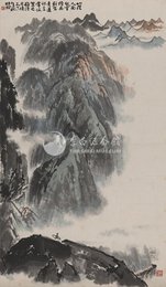 1978年王颂余李白诗意画《送友人》入蜀》条幅
