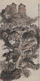 1986年张汝济窦团山色图条幅