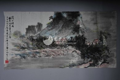 1980年安居泊溪山烟雨图横幅