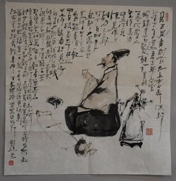 2007年苏国超将进酒诗意画斗方