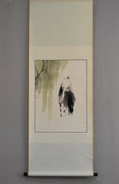 2011年萧运泽中堂相马图卷轴