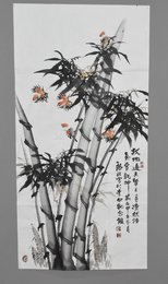 2014年李啟明竹雀图条幅