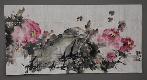 2015年李华明牡丹图横批