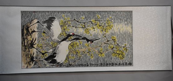 2015年卫俊贤静夜思诗意画卷轴