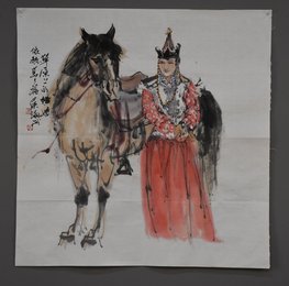 2015年武海成草原上的姑娘斗方