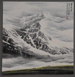 李兵绘画《五月天山雪》