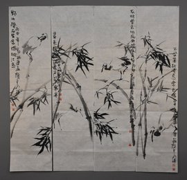 2016年郭福康墨竹图四屏