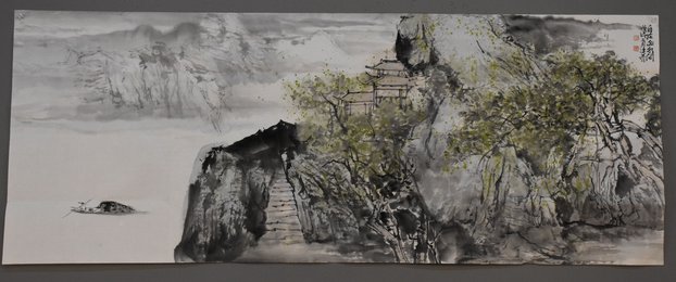 赵建华绘画《山水》条幅