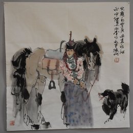 2016武海成绘画《父亲的草原》斗方