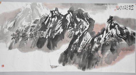 2016张国忠绘画《峡江烟云图》条幅