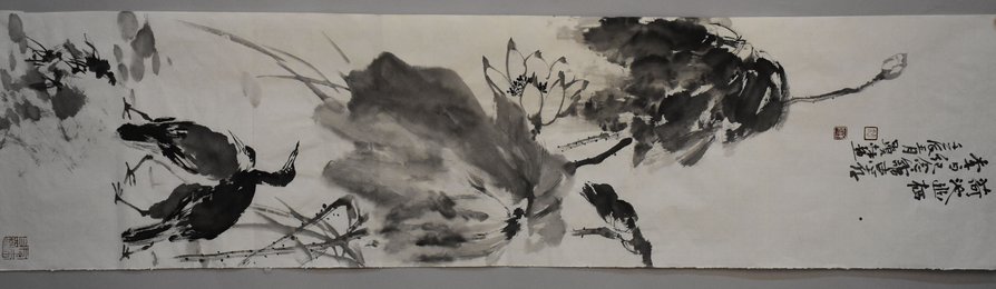 2012熊显林绘画《荷池幽栖》条幅