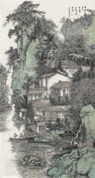 2025年席音音绘画《赠汪伦-李白诗意图》