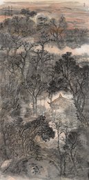 2025年苏碧红绘画《落日故人亭》