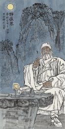 2025年罗添文绘画《静夜思》