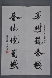 现代陈星行书“芳树·春流”对联