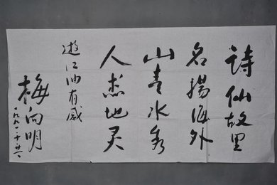 1991年梅向明行书自作诗横幅