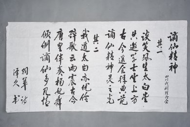 现代泽久行书羽军诗横幅