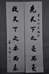 现代姜庭行书“先天·后天”对联
