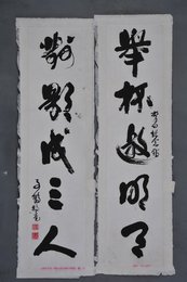 现代张千鹤行书“举杯·对影”对联