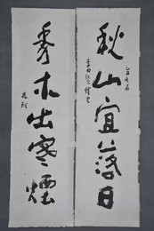 1985年林锴草书“秋山·秀木”对联