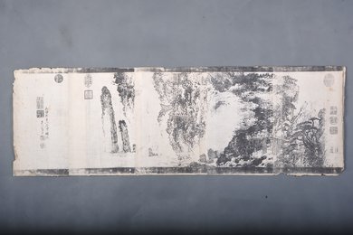 现代复印件张宏画《蜀道难》诗意图横幅