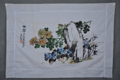 1984年车述祖傲霜图绢本横幅