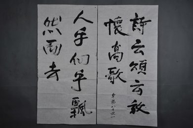 1994年车辐行书“人乎·诗云”对联