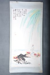 1987年李行百李白诗意画黄鹤楼《送孟浩然之广陵》镜片