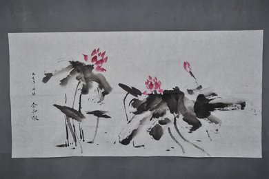 1995年佘玅徵荷花横幅