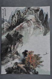 1996年曾进秋风映赤霞条幅