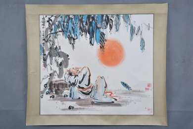 1997年刘贵平《太白醉日》斗方