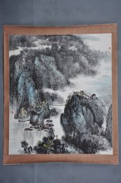 1993年刘贵平山水斗方